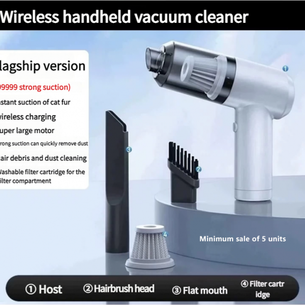 Car vacuum cleaner with strong suction power, wireless, portable, mini, small and high-power for household use