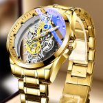 Double Sided Skeleton Watch Men, Automatic Transparent Design, Luminous Waterproof Quartz, TikTok Viral Cross Border New