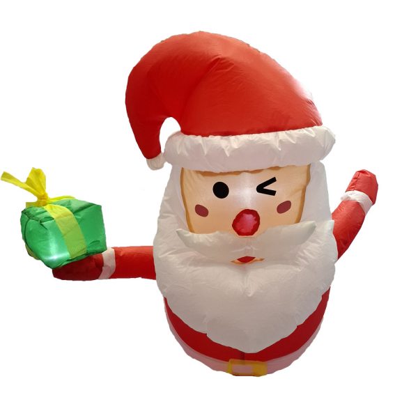 LED Inflatable Santa Claus, Christmas Decoration Outdoor Indoor, Light Up Blow Up Yard Decor, Holiday Party Supplies Cartoon Figure