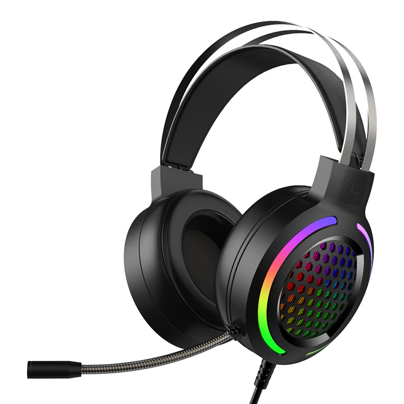 SKU-03-黑色7.1游戏电竞版 M12 Gaming Headset Wired, Hollow Out Ear Cup Design, USB Computer Headphones, Noise Isolation Mic, E-sports PC Headset - Image 1