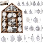 Christmas House Ornament Set, 70 Pc Decorations Kit, Hanging Ball Ornaments, Tree Decor Set, Festive Village Display - Image 2
