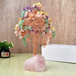 Crystal Money Tree Pink Quartz, Amethyst Gemstone Base, Copper Wire Life Tree, Feng Shui Wealth Decor Office Ornament - Image 5