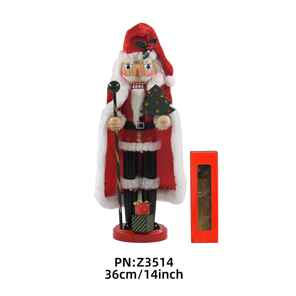 SKU-08-Z3514 Christmas Nutcracker Soldier Doll, European Style Tabletop Decor, Festive Ornament Display, Wooden Craft Figurine Holiday Gift - Image 1