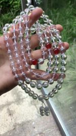 108 Clear Quartz Bead Bracelet, Natural Crystal Mala Necklace, Unisex Buddhist Prayer Beads, Ethnic Style Healing Jewelry