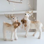 White Gold Christmas Decor, Realistic Deer Squirrel Figurines, Tree Base Display Set, Festive Tabletop Decorations Winter Scene - Image 8