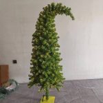 Green Leaning Christmas Tree, Pre-decorated with Ornaments, Built-in LED Lights, Tabletop Decor, Festive Home Display - Image 2