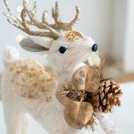 White Gold Christmas Decor, Realistic Deer Squirrel Figurines, Tree Base Display Set, Festive Tabletop Decorations Winter Scene - Image 9