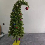 Green Leaning Christmas Tree, Pre-decorated with Ornaments, Built-in LED Lights, Tabletop Decor, Festive Home Display - Image 3