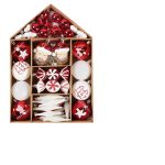 Christmas House Ornament Set, 70 Pc Decorations Kit, Hanging Ball Ornaments, Tree Decor Set, Festive Village Display - Image 5