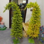Green Leaning Christmas Tree, Pre-decorated with Ornaments, Built-in LED Lights, Tabletop Decor, Festive Home Display - Image 4