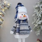 Blue Fabric Stretchable Snowman, Christmas Plush Doll Decor, Retractable Snowman Toy, Festive Tabletop Decoration - Image 5