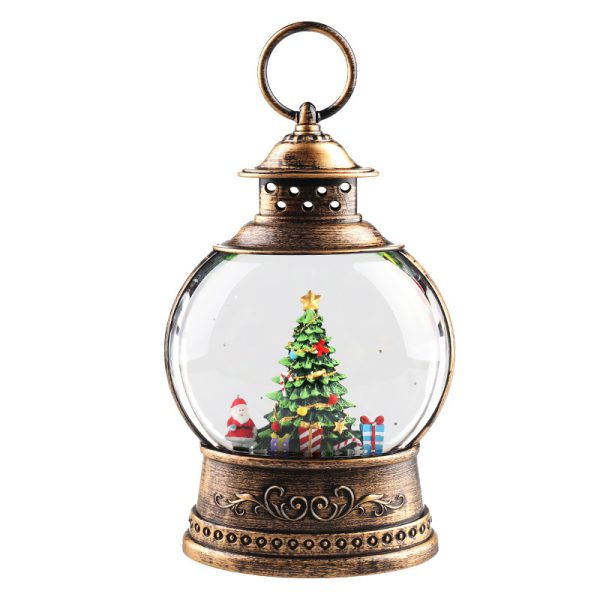 Christmas Lantern Music Box, Snow Globe Night Light, Santa Tree Decor, Rotating Crystal Ball Gift, Festive Table Lamp
