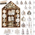Christmas House Ornament Set, 70 Pc Decorations Kit, Hanging Ball Ornaments, Tree Decor Set, Festive Village Display - Image 6