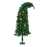 Green Leaning Christmas Tree, Pre-decorated with Ornaments, Built-in LED Lights, Tabletop Decor, Festive Home Display - Image 5