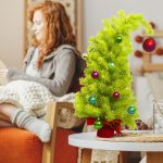 2025 Green Leaning Christmas Tree, Modern Tilted Xmas Decor, Unique Artificial Pine, Home Tabletop Festive Display - Image 5