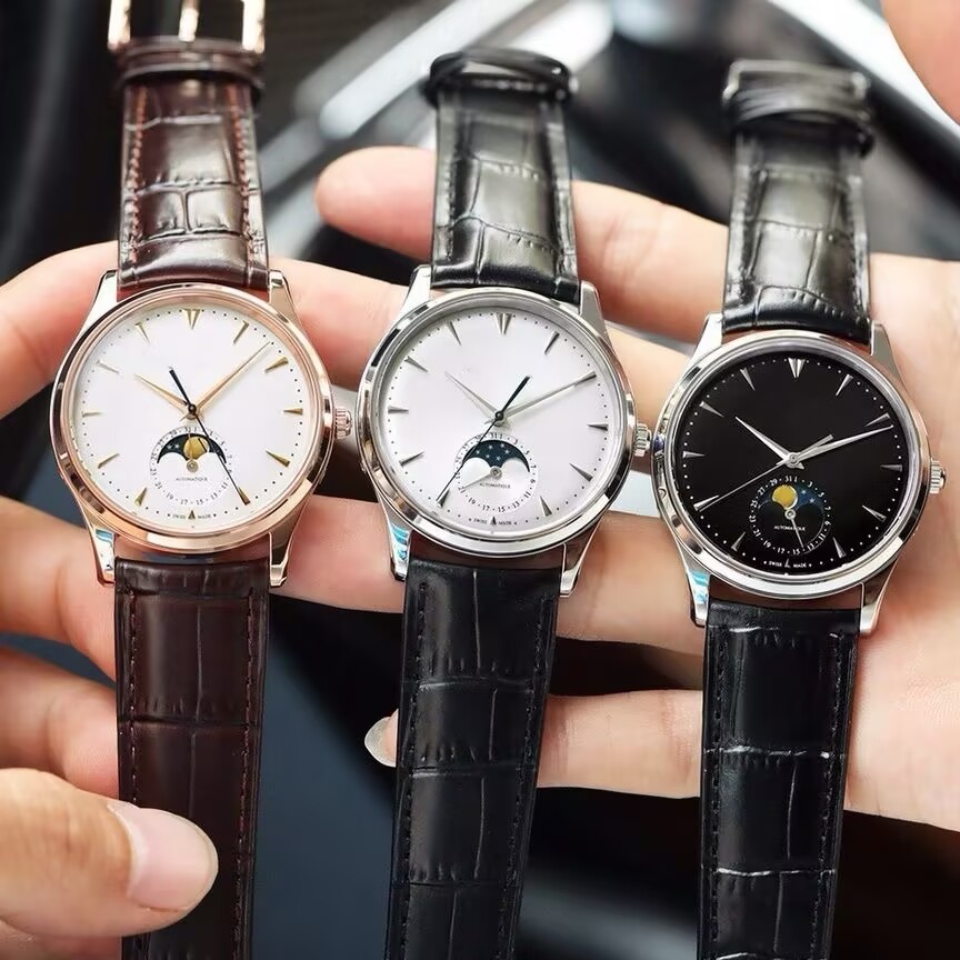 61AFE81F26602790126E5C30E6B06F61 New Moon Phase Master Men's Quartz Watch with Moon Phase Function without Calendar Leather Strap Business Trend Watch for Men - Image 1