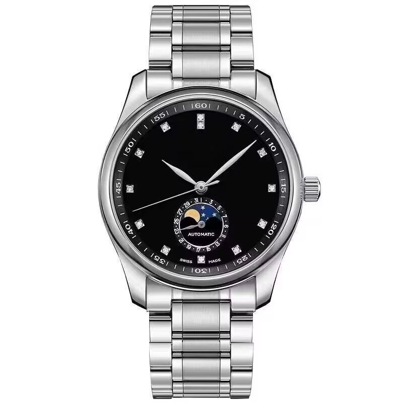 A26B The quartz movement has the moon phase function but not the calendar function. The mechanical appearance on the back. - Image 1